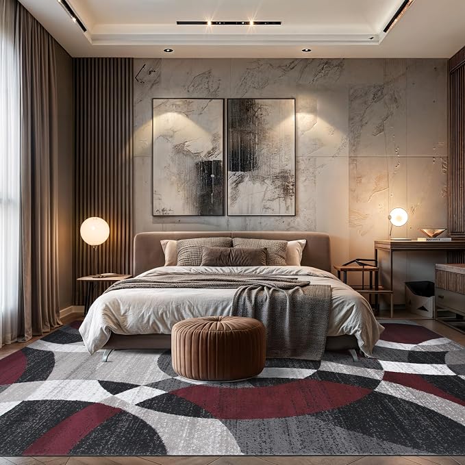 Rugshop Red Modern Geometric Indoor Large Area Rug, Overlapping Circle Pattern - Image 9