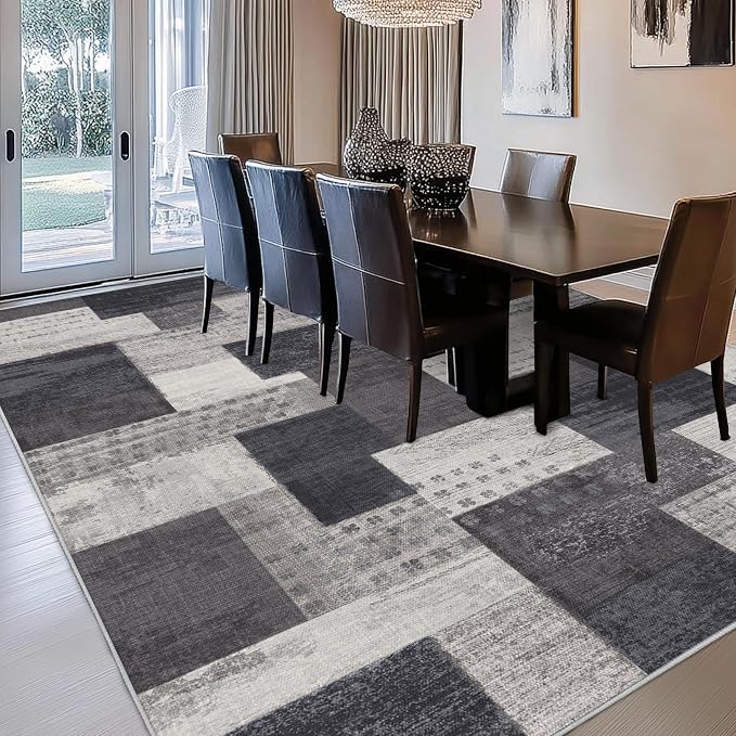 Modern Geometric Patchwork Indoor Area Rug - Image 7