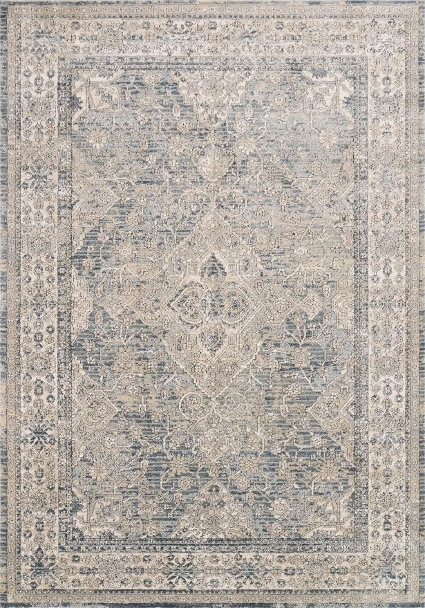 Loloi Teagan Collection TEA-04 Sky/Natural 5'-3" x 7'-6" Area Rug, Soft Neutral - Image 4