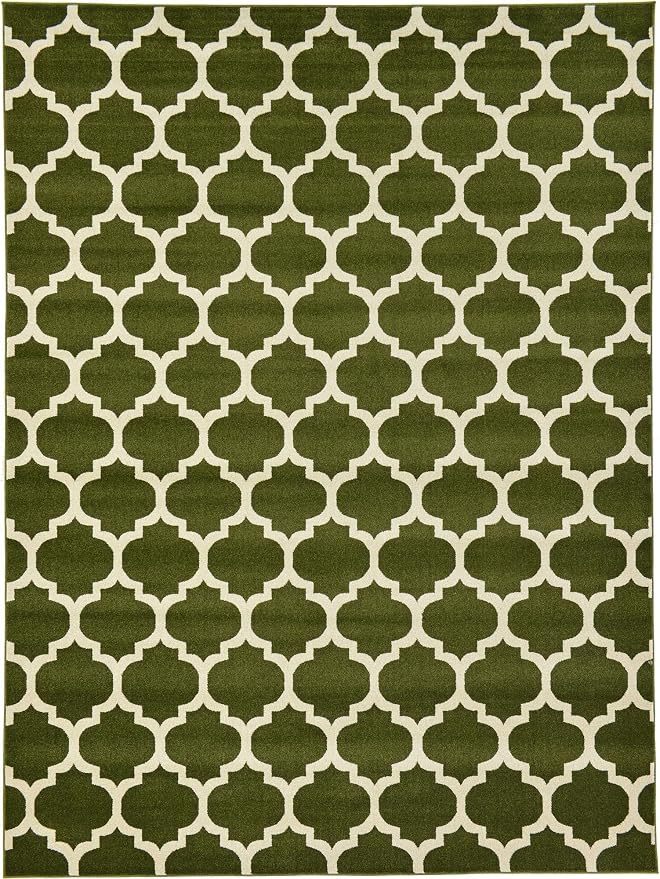 Rugs.com Lattice Collection Rug – 9' x 12' Dark Green Medium Rug Perfect - Image 3