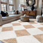 Rugshop Diamond Wave Shag Area Rug Beige 7' 10" x 10' Perfect by Rugshop