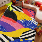 Pop Art Rug - 4x6 Rug, Colorful Abstract Area Rugs, Hippie Aesthetic Funky Low by Unknown