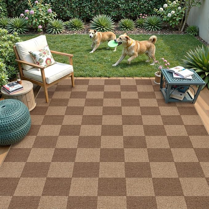 Lahome Checkered Easy Jute Living Room Rugs, 5x7 Large Dining Room Office - Image 3