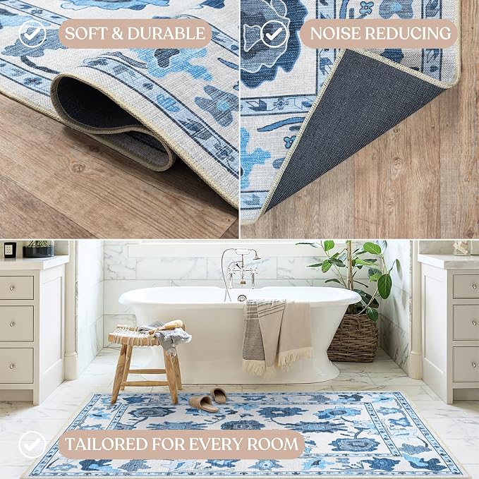 Fame Living Navy Blue Oushak Rug, Extra Large Area Rugs - Image 5