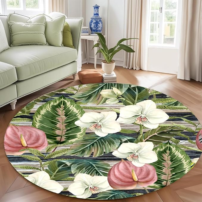 6ft Round Indoor Rug Non-Shedding Machine Washable，Low Pile Non-Slip Carpet - Image 2