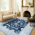 Fame Living Navy Blue Oushak Rug, Modern Rugs, Small Throw, Accent Area Rug - Image 8
