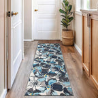 Rugshop Gray Large Floral Non-Slip Runner Rug Fade Resistant by Rugshop