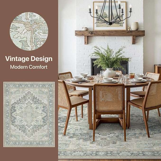 GENIMO 8X10 Area Rugs for Living Room, Machine Washable Vintage Floor Cover - Image 2