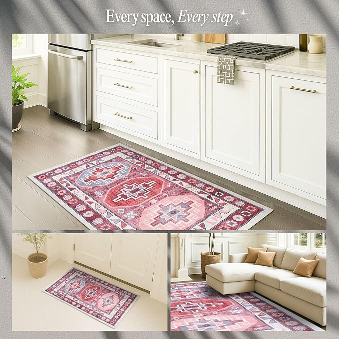 Fame Rugs Turkish Rug. Washable Vintage Oriental Antique Inspired Traditional - Image 5