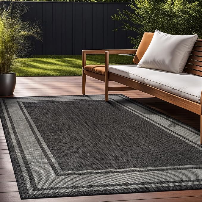 Beverly Rug Large Outdoor Rug 9x12 Modern Bordered Area Rugs - Image 5