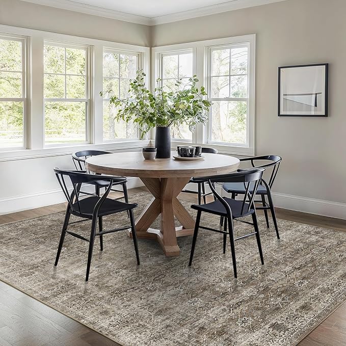 5x7 Washable Rug for Living Room Large Vintage Distressed Bedroom Rug Low Pile - Image 2