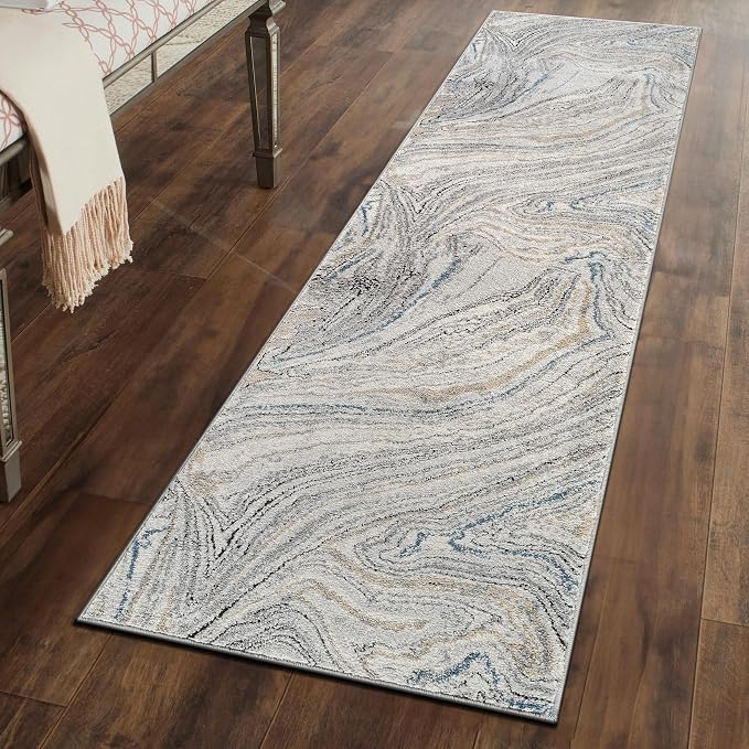 Rugshop Marble Swirl Distressed Gray Area Rug Modern Indoor Rug - Image 7