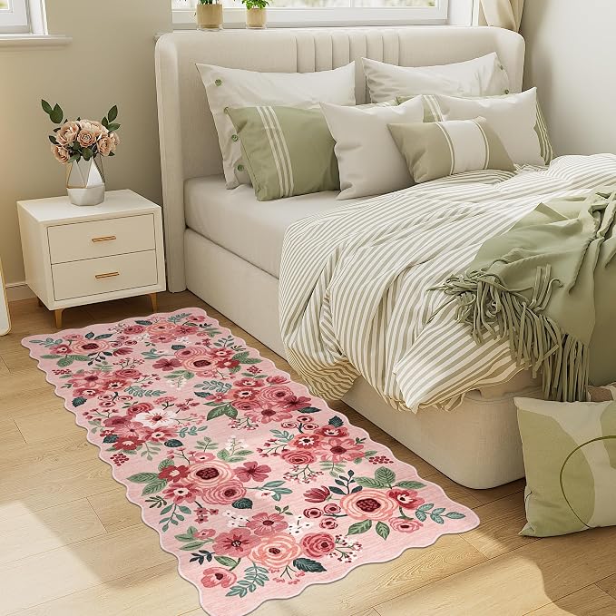 DUKINO 2x5 Washable Runner Rugs, Non Slip Floral Print Entryway Rug - Image 4