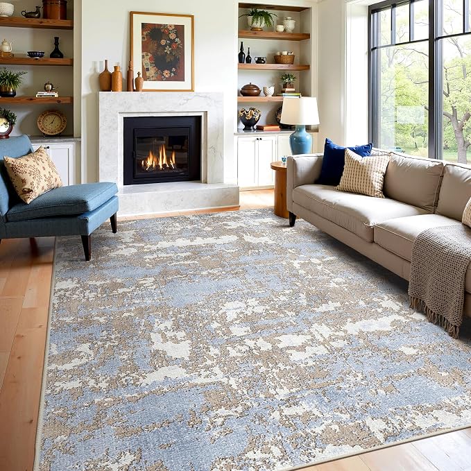 WITSHOCK 8x10 Area Rugs for Living Room: Washable Abstract Large Rug for Dining by WITSHOCK