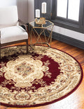 Rugs.com Chateau Collection Rug – 7' Round Red Medium Rug Perfect by Rugscom