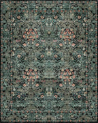 Dark Green Boho 5x7 Area Rugs for Bedroom Aesthetic, Washable Floral Rug for - Image 9