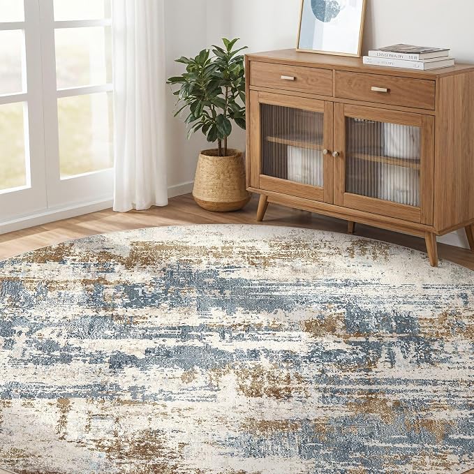 Round Rug Living Room Rugs: 10Ft Washable Circle Large Abstract Modern Soft - Image 8