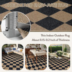 Lahome Checkered Easy Jute Patio Rug, 6x9 Washable Indoor Outdoor Rug, - Image 3