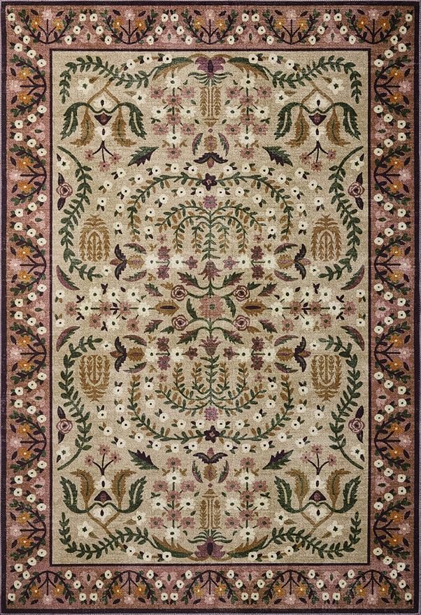 Loloi Rifle Paper Co. Canopy Collection CNP-03 Aubergine 3'-9" x 3'-9" Round - Image 3