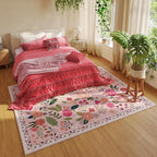 Rugcomf Living Room Rug 6x9 Machine Washable Boho Area Rug Non Slip Floral - Image 5