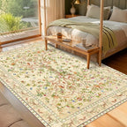5x7 Area Rugs for Living Room, Machine Washable Non-Slip Carpet, Boho Floral - Image 4
