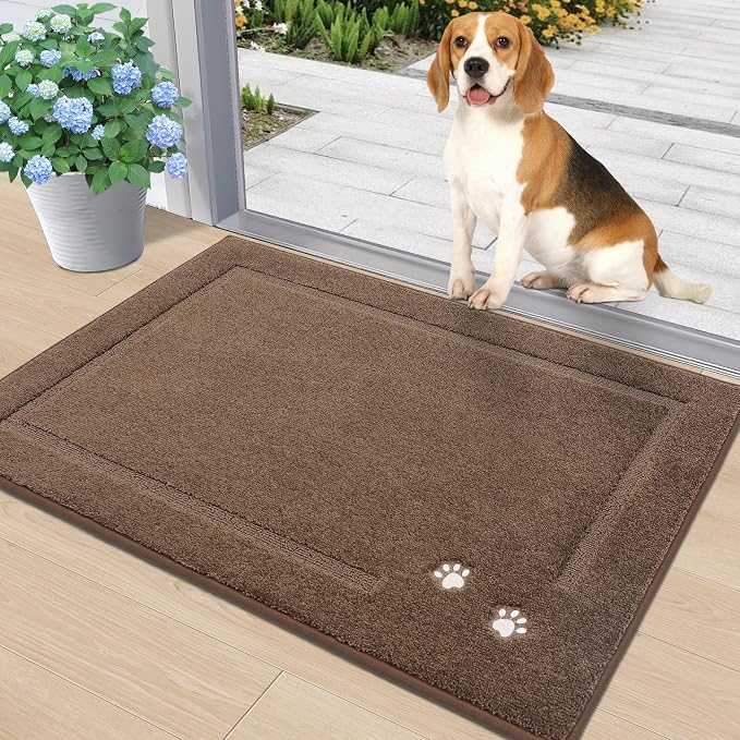 BEQHAUSE Dog Door Mat for Muddy Paws 24"x36" Dirt Trapper Absorbent Doormat Non by BEQHAUSE