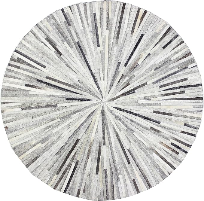 Faux Cowhide Round Area Rug | Non-Slip Leather Floor Carpet - Image 6