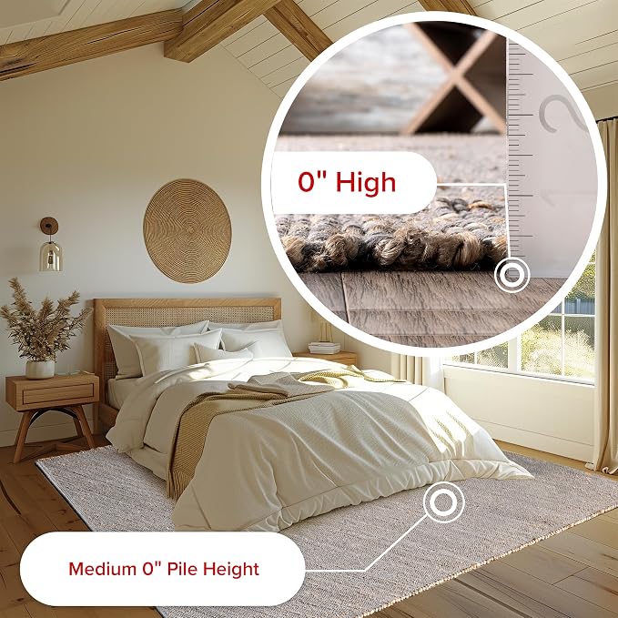 nuLOOM 10x14 Elfriede Jute & Cotton Hand Woven Area Rug, Solid Rustic Farmhouse - Image 9