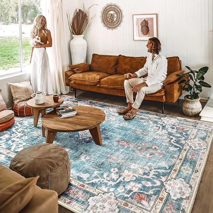MUJOO Teal Rug 8'x10' Area Rugs - Image 2