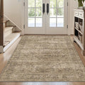FMFUNCTEX 3x5 Washable Area Rug Brown Vintage Neutral Distressed Non Slip Low by Fmfunctex