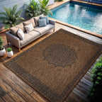 CAMILSON Outdoor Rug 6x9 Medallion Gold Modern Area Rugs - Image 4