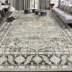 9x12 Area Rugs - 9x12 Washable Area Rug Indoor Vintage Rug Print Rug Low-Pile by PhonzenuoCarpet