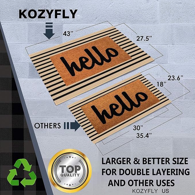 KOZYFLY Brown and Black Striped Porch Rug 27.5x43 Inches Area Rug Washable - Image 2