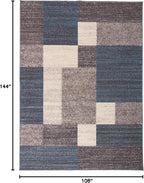 Rugshop Contemporary Blue Geometric Boxes Non-Slip Area Rug Non-Shedding - Image 2