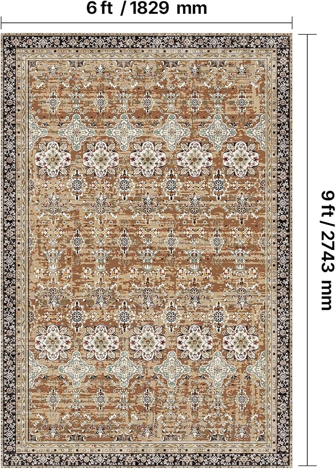 VEVOR 6 x 9 ft Area Rug Large Washable Rug Non-Slip and Tear-Resistant Soft - Image 2