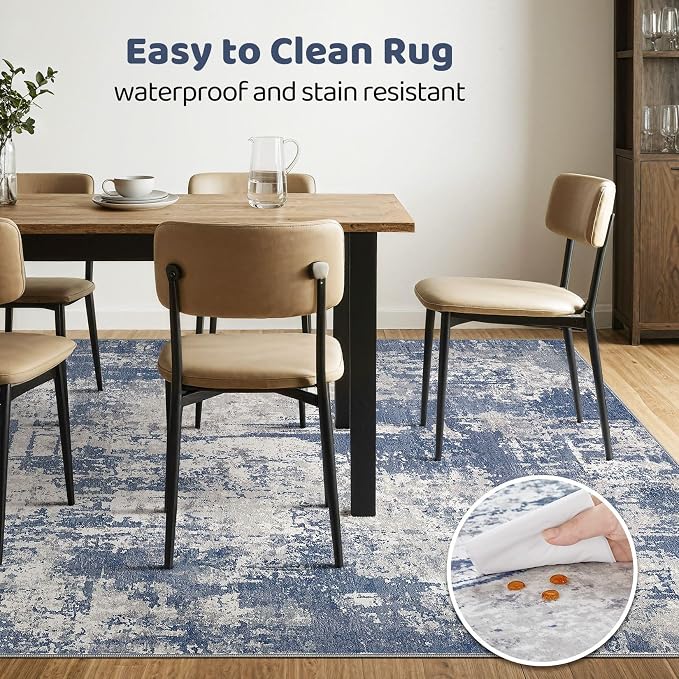 Area Rug Living Room Rugs: 5x7 Washable Large Abstract Modern Soft Stain - Image 6