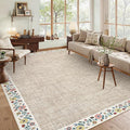 GarveeHome Washable Living Room Rug 9x12 Floral Bordered Area Rugs Soft Thin by GarveeHome