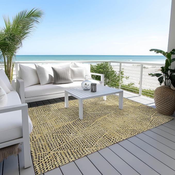 Addison Rugs Chantille ACN591 Gold 5' x 7'6" Indoor Outdoor Area Rug, Easy Clean - Image 7