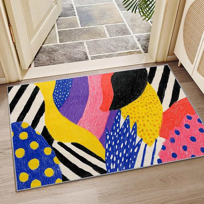 Pop Art Rug - 8x10 Rug, Colorful Abstract Area Rugs, Hippie Aesthetic Funky Non - Image 7