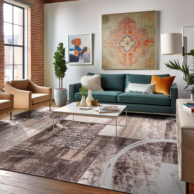Rugshop Contemporary Abstract Circle Design Area Rug, Non-Shedding Carpet - Image 8