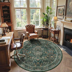 6ft Round Area Rugs for Living Room, Washable Floral Circle Rug Non Slip Low - Image 6