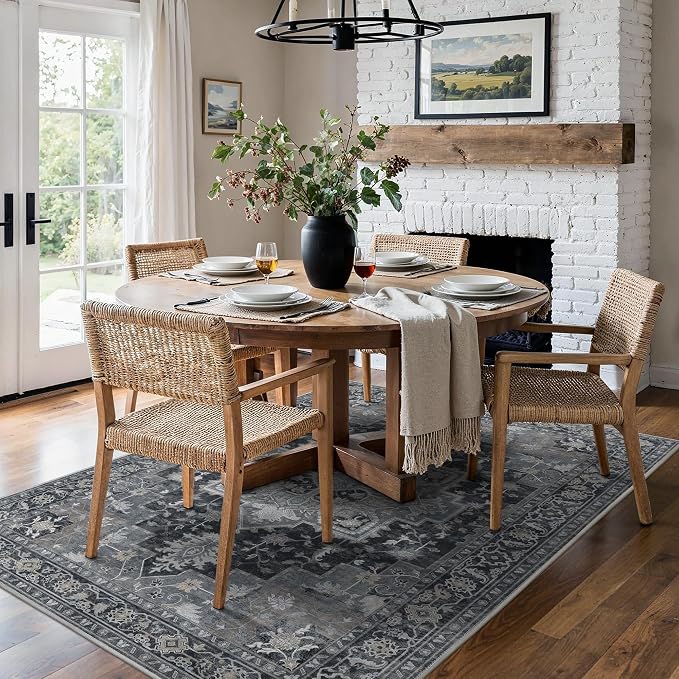 5x7 Area Rugs for Living Room, Machine Washable Rug, Non Slip Vintage Rugs - Image 4