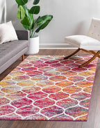 Rugs.com Lattice Frieze Collection Rug – 4' x 6' Multi Medium Rug Perfect by Rugscom