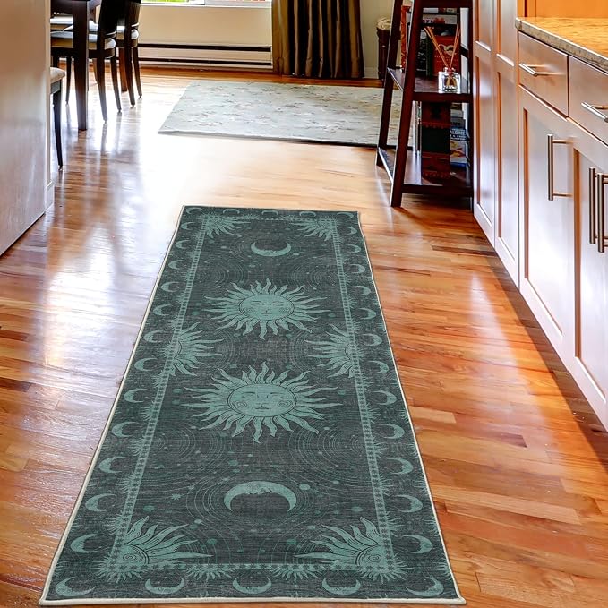Ambesonne Sun and Moon Decorative Rug, Bohemian Artwork Design of Crescent - Image 3
