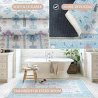 Fame Living Cream Blue Oushak Rug, Modern Rugs, Small Throw, Accent Area Rug - Image 5