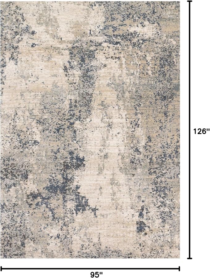 Loloi Teagan Collection TEA-07 Natural/Denim 7'-11" x 10'-6" Area Rug, Soft - Image 2