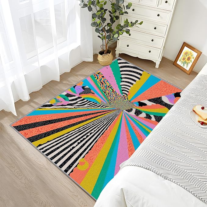 Abstract Rug - 4x6 Rug, Colorful Graffiti Art Area Rugs, Hippie Aesthetic Funky - Image 5