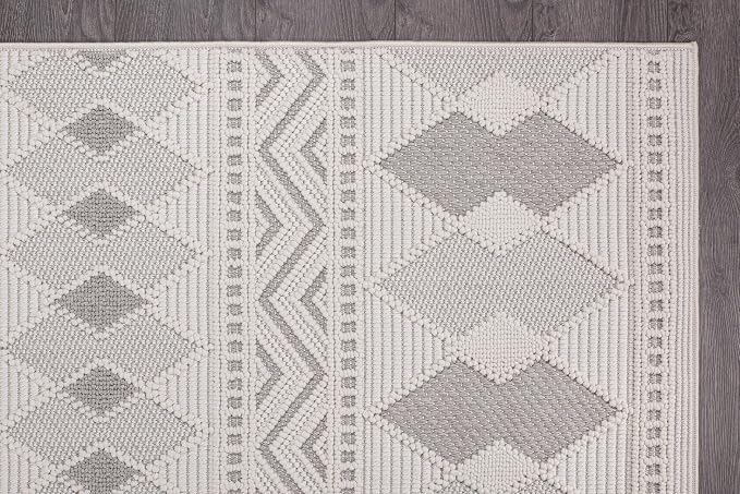 CAMILSON Micro Loop Rug 5x7 Modern Luxury Geometric Boho Diamond Area Rugs Soft - Image 3