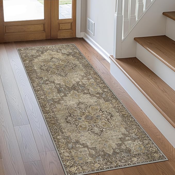 GENIMO 2'6''x8 Runner Rugs for Hallway, Machine Washable Non Slip Vintage Rugs by GENIMO