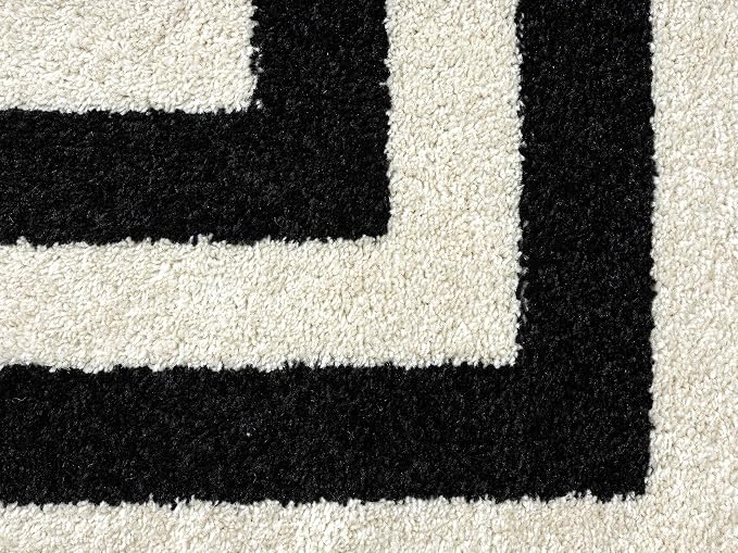 Abani Contemporary Black & Ivory 6' x 9' Area Rug, Contrasting Geometric Modern - Image 9
